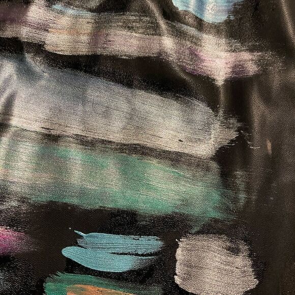 Small Dynamite Black Custom Hand-painted striped Faux Leather Mini Skirt - Picture 6 of 8